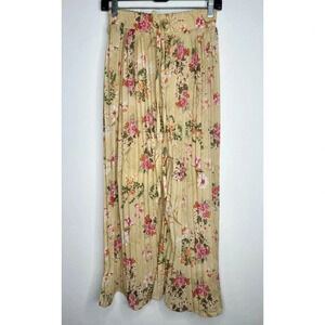 NWT Diya Palazzo Flowy Pleated Pants Wide Leg Floral Tropical Small beach summer